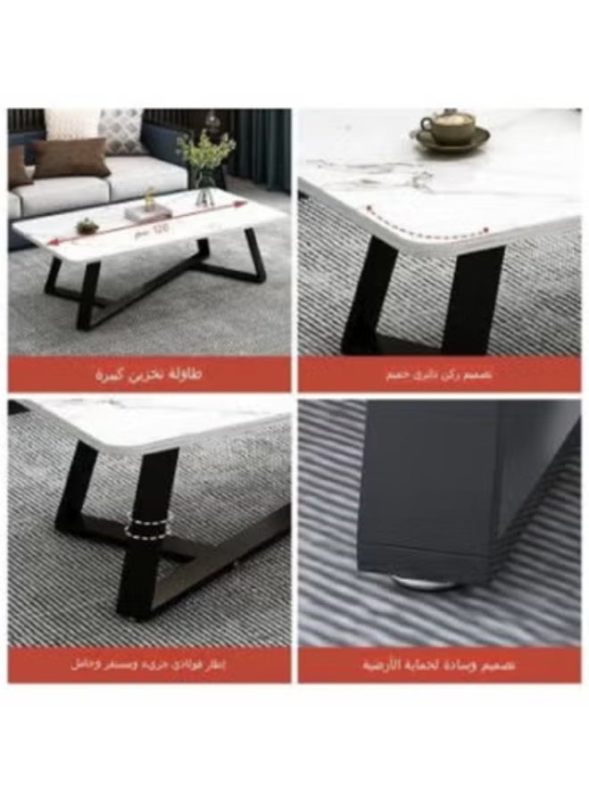 AGD Rectangular Coffee Table with Steel Frame Legs and Stylish Large Desktop, Stable Load-bearing Light Luxury Creative Tea Table, Suitable for Living Room, Office and Reception Room 120 x 60 x 45 cm - Image 4