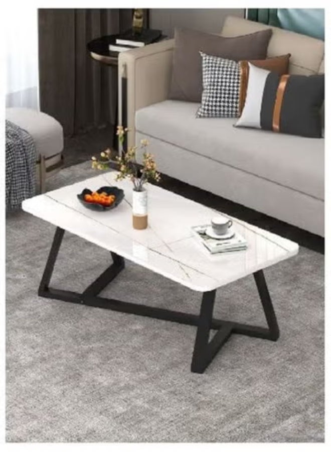 AGD Rectangular Coffee Table with Steel Frame Legs and Stylish Large Desktop, Stable Load-bearing Light Luxury Creative Tea Table, Suitable for Living Room, Office and Reception Room 120 x 60 x 45 cm - Image 5