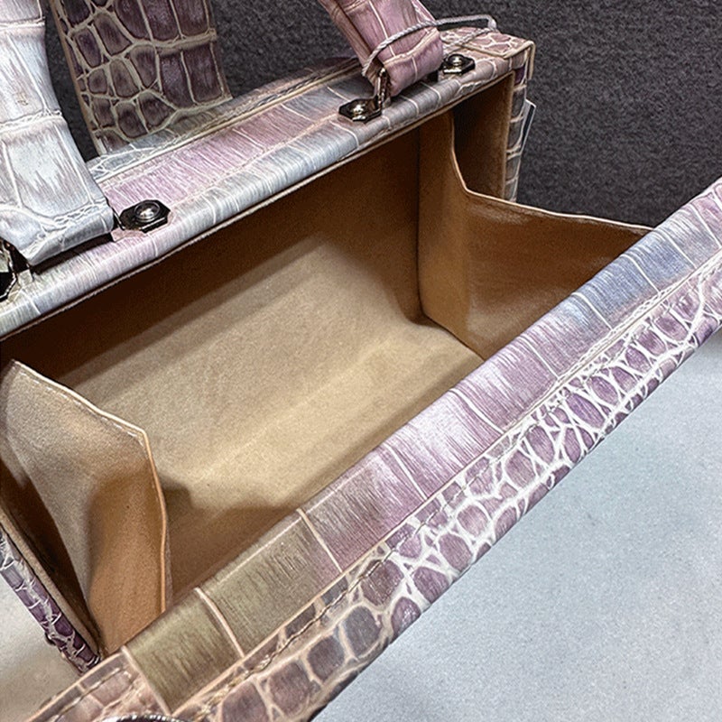 Special For High-End Light Luxury Niche Crocodile Snake Pattern Small Box Bag Portable Shoulder Crossbody Bag - Image 5