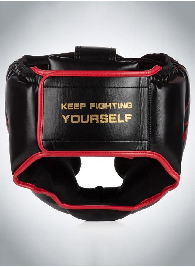 XiuWoo - Boxing Headgear, Leather Boxing Helmet, Head Gear for MMA Kickboxing Karate Taekwondo Muay Thai Sparring & Training, Fighting Sparring Headgear Fits Adults Head Guard, red - Image 1