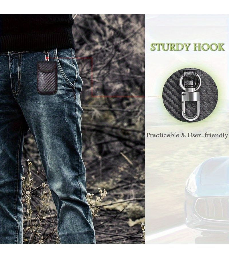 Faraday Key Fob Pouch 1pc Signal Blocking For Car Keys RFID Keyless Entry Protector - Image 5