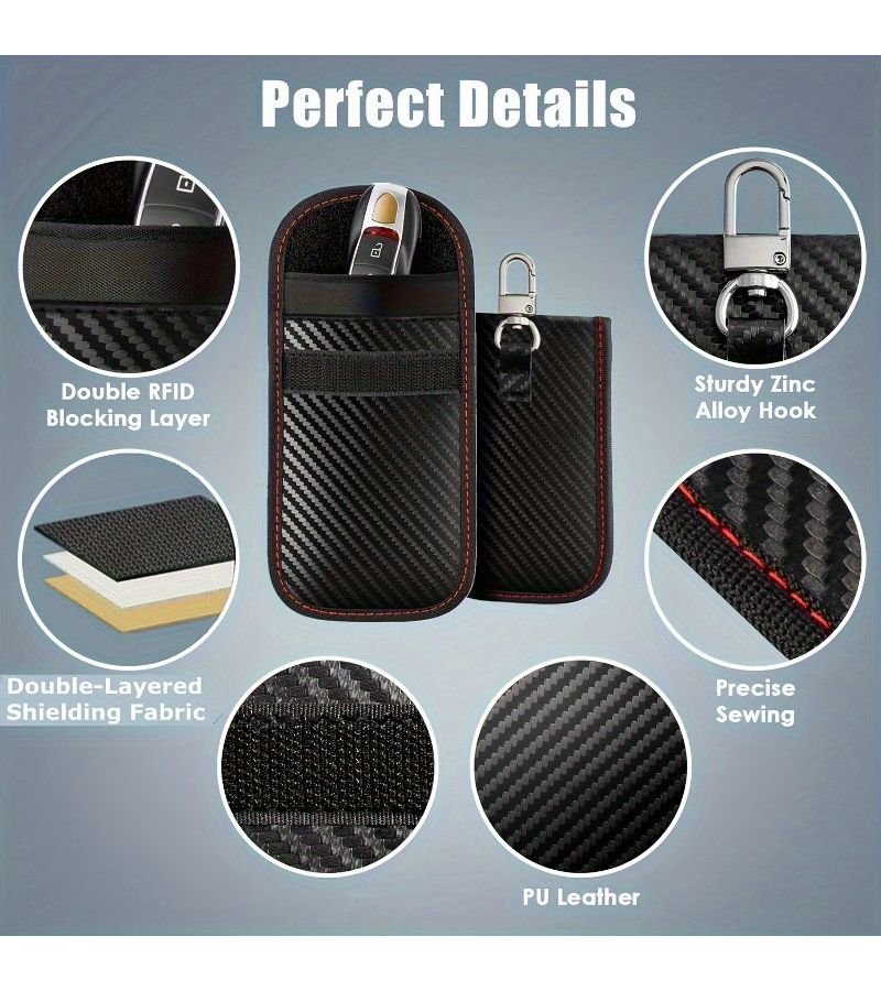 Faraday Key Fob Pouch 1pc Signal Blocking For Car Keys RFID Keyless Entry Protector - Image 4