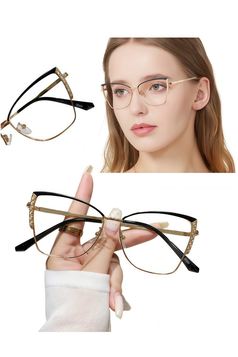 أفضل ذروة نظارات معدنية مضادة للضوء الأزرق للرجال والنساء، نظارات مضادة للضوء الأزرق بعدسات شفافة مربعة، نظارات مضادة للضوء الأزرق للقراءة، حماية من الأشعة فوق البنفسجية، منع إجهاد العين، قراءة الكمبيوتر، الألعاب والتلفزيون - Image 2