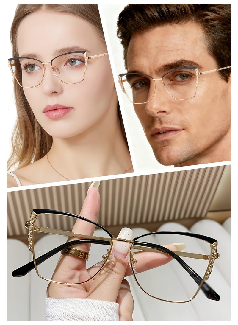 أفضل ذروة نظارات معدنية مضادة للضوء الأزرق للرجال والنساء، نظارات مضادة للضوء الأزرق بعدسات شفافة مربعة، نظارات مضادة للضوء الأزرق للقراءة، حماية من الأشعة فوق البنفسجية، منع إجهاد العين، قراءة الكمبيوتر، الألعاب والتلفزيون - Image 1