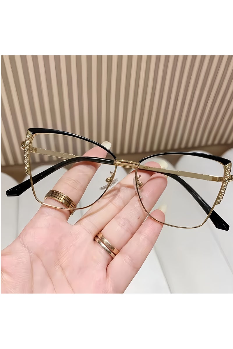 أفضل ذروة نظارات معدنية مضادة للضوء الأزرق للرجال والنساء، نظارات مضادة للضوء الأزرق بعدسات شفافة مربعة، نظارات مضادة للضوء الأزرق للقراءة، حماية من الأشعة فوق البنفسجية، منع إجهاد العين، قراءة الكمبيوتر، الألعاب والتلفزيون - Image 4