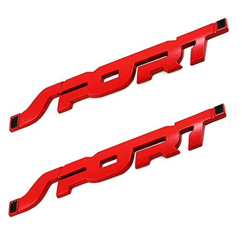 HUAPX 2Pack Metal Car Sport Sticker,3D Premium Car Side Fender Rear Trunk Emblem Logo Badge Decals Compatible for Ford/Jeep/BMW/Dodge Ram/Cadillac/Chrysler/Toyota/Chevrolet(RED) - Image 1