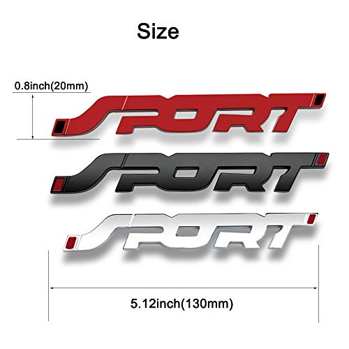 HUAPX 2Pack Metal Car Sport Sticker,3D Premium Car Side Fender Rear Trunk Emblem Logo Badge Decals Compatible for Ford/Jeep/BMW/Dodge Ram/Cadillac/Chrysler/Toyota/Chevrolet(RED) - Image 2