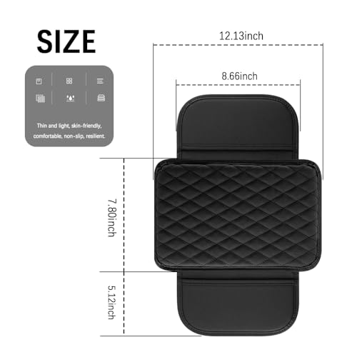 carleef Arm Rest Cover for CarLeatherMemory Foam Center Console Cover with Storage BagsUniversal Middle Console Cover Car Accessories Interior for Most Car Center Consoles Black - Image 3