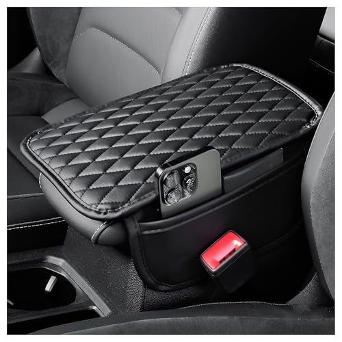 carleef Arm Rest Cover for CarLeatherMemory Foam Center Console Cover with Storage BagsUniversal Middle Console Cover Car Accessories Interior for Most Car Center Consoles Black - Image 1