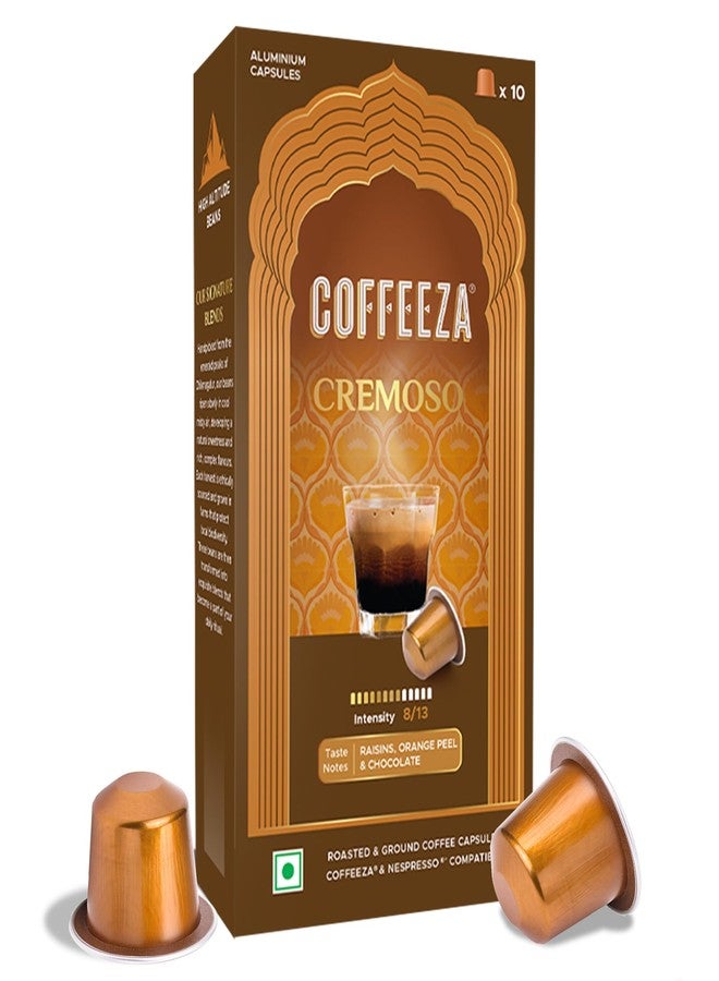 Coffeeza Cremoso Aluminium Coffee Capsules, Intensity – 8/10 - Original line Compatible Coffee Pods (Box of 10) - Image 1