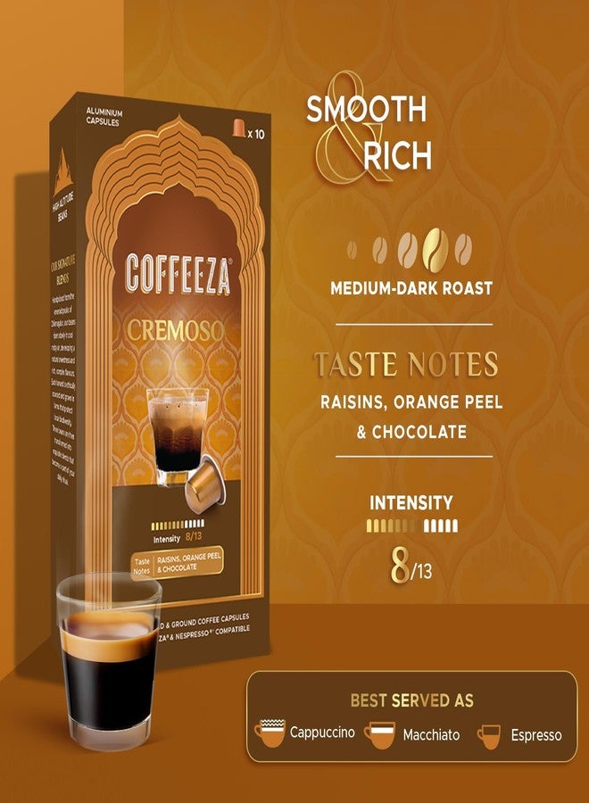 Coffeeza Cremoso Aluminium Coffee Capsules, Intensity – 8/10 - Original line Compatible Coffee Pods (Box of 10) - Image 2