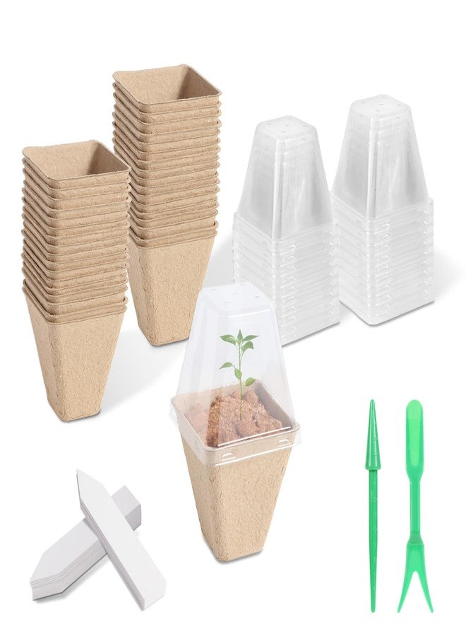 KOAMLY 150 Pack 2.3 Inch Square Peat Nursery Pots, Biodegradable Herb Seed Nursery Pot Kits, Seedling Pots, Outdoor Garden Sprouting Peat Pots with 150 Plant Tags - Image 1