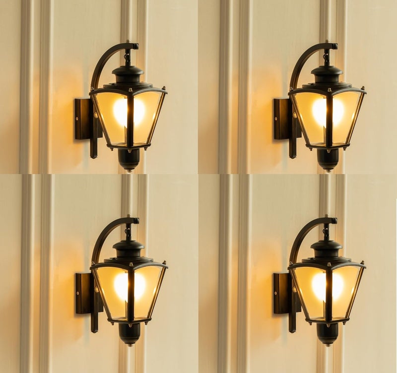 LIODOR Black Victoria Hanging Wall Sconce–Metal Waterproof Outdoor Wall Light for Staircases, Terrace Wall, Courtyard, Entryways, and Garden Areas–Bulb Included (4) - Image 1