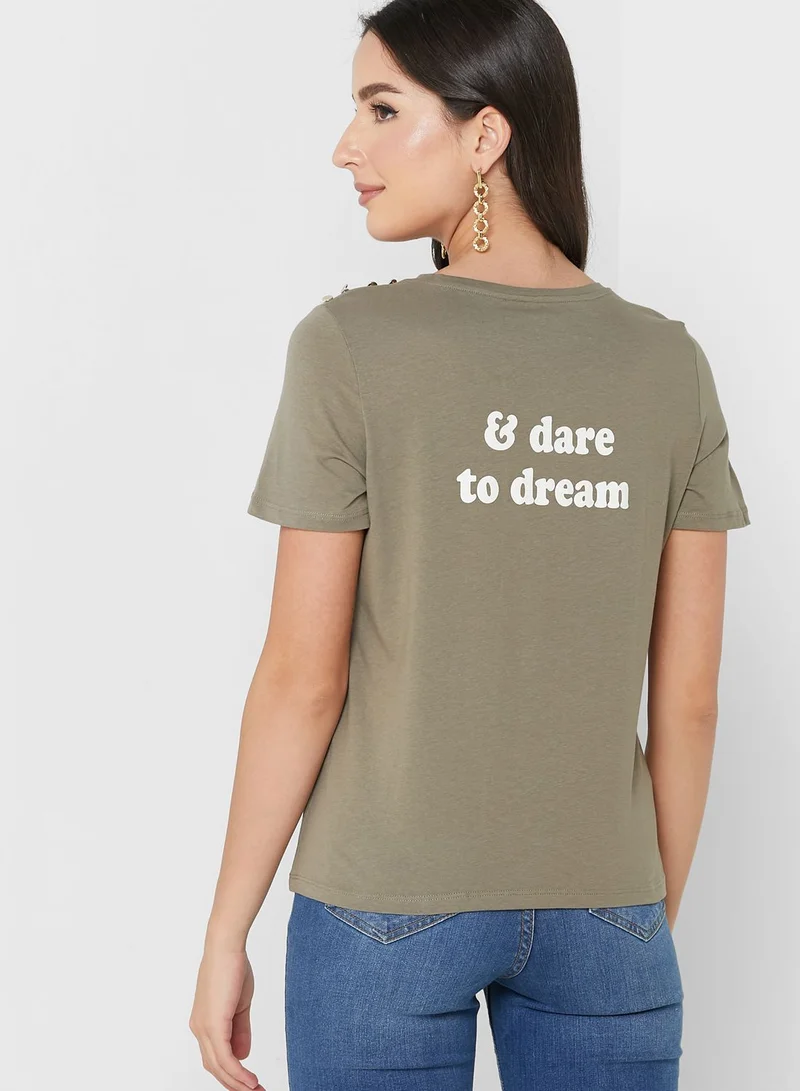VERO MODA Slogan Round Neck T-Shirt