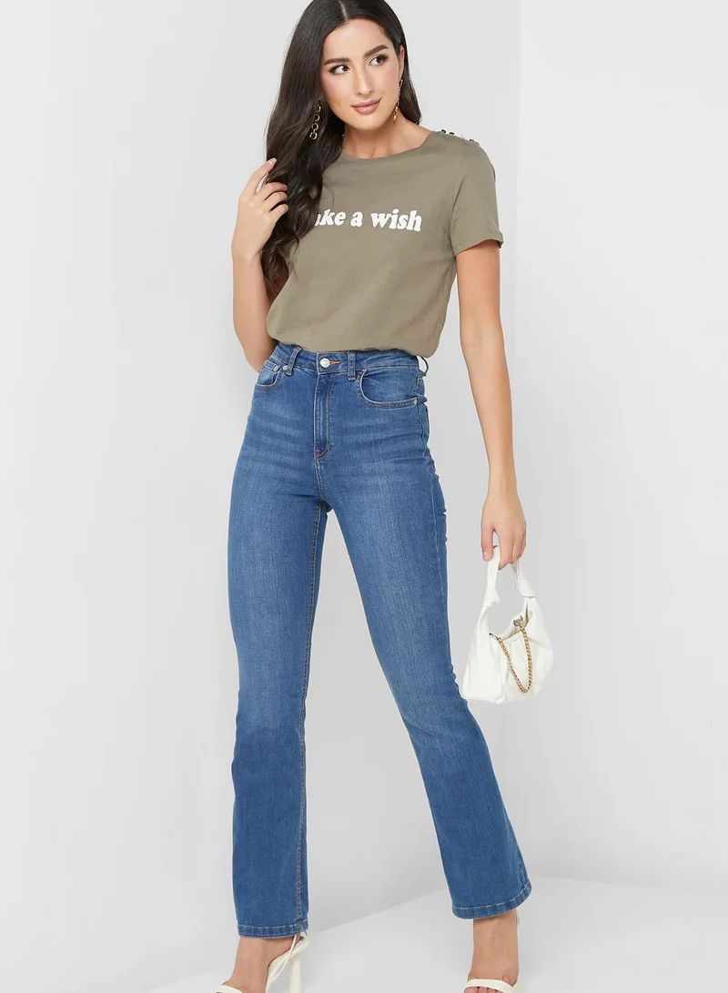 VERO MODA Slogan Round Neck T-Shirt