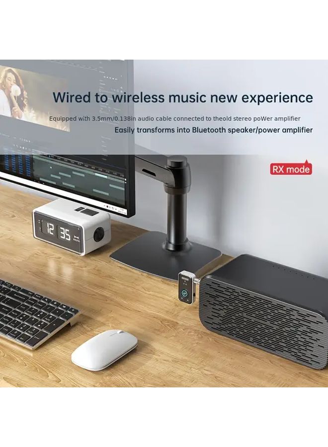 Black Wireless Audio Adapter with Screen Display TF Card and 3 5mm Cable for Computer TV Car - Image 3