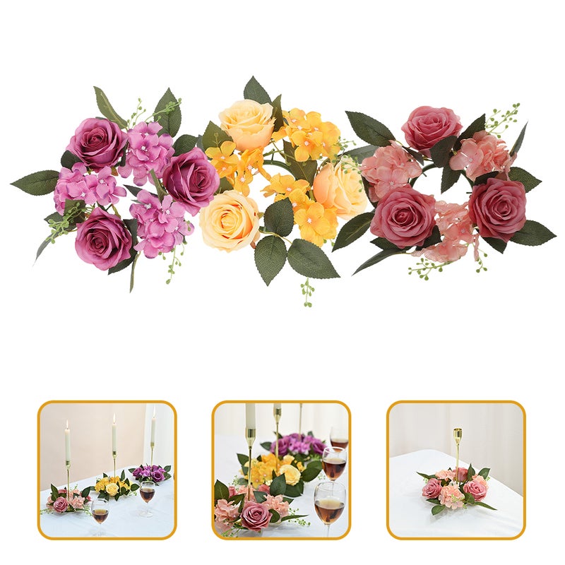 3Pcs Candlestick Garland Simulation Candle Wreaths Table Centerpieces Decors - Image 2