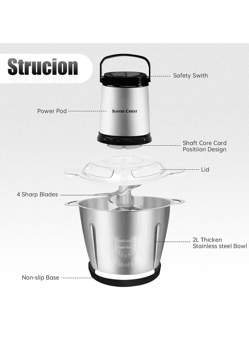 600w Electric Chopper 3.5L Meat Grinder 2 Speed Adjustable Food Processor, Vegetables and Meat Chopper Multipurpose Mincer with Double Layer 4-Blade Blade