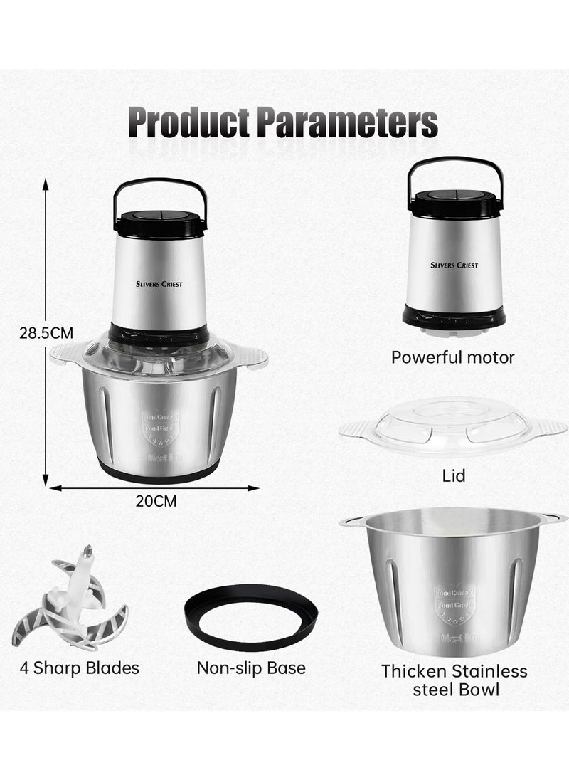 600w Electric Chopper 3.5L Meat Grinder 2 Speed Adjustable Food Processor, Vegetables and Meat Chopper Multipurpose Mincer with Double Layer 4-Blade Blade