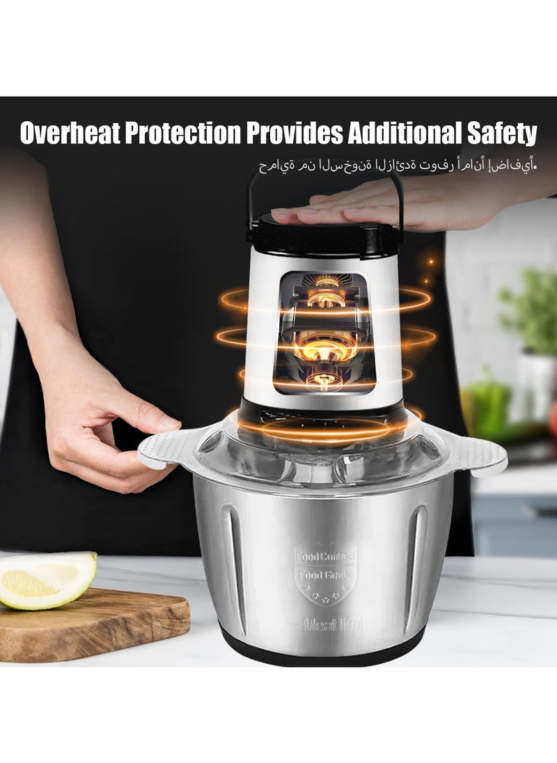 600w Electric Chopper 3.5L Meat Grinder 2 Speed Adjustable Food Processor, Vegetables and Meat Chopper Multipurpose Mincer with Double Layer 4-Blade Blade