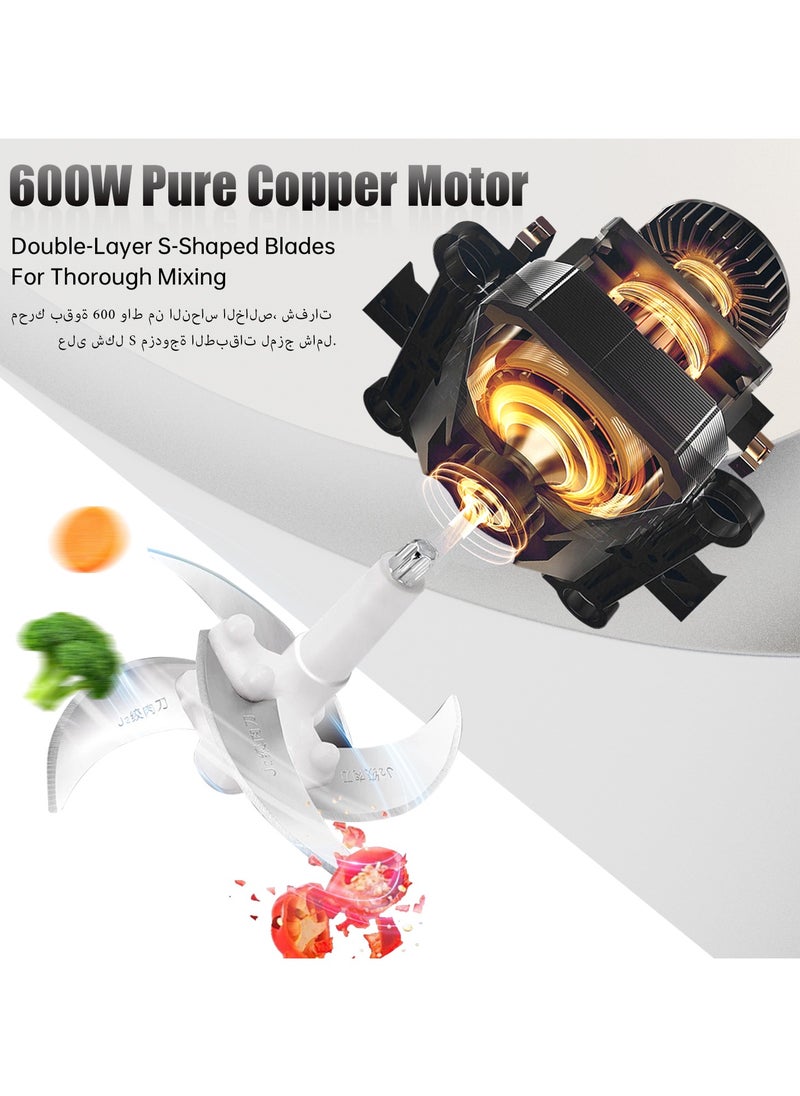 600w Electric Chopper 3.5L Meat Grinder 2 Speed Adjustable Food Processor, Vegetables and Meat Chopper Multipurpose Mincer with Double Layer 4-Blade Blade