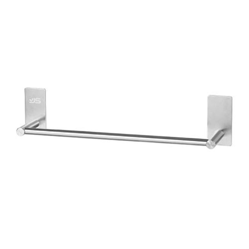 JS Stainless Steel Sliver Towel Bar 30cm 11.8 inch - Waterproof Rustproof Self Adhesive Towel Rack Wall Mounted Sticky Bath Towel Holder for Bathroom Kitchen Apartment Hotel - Image 1