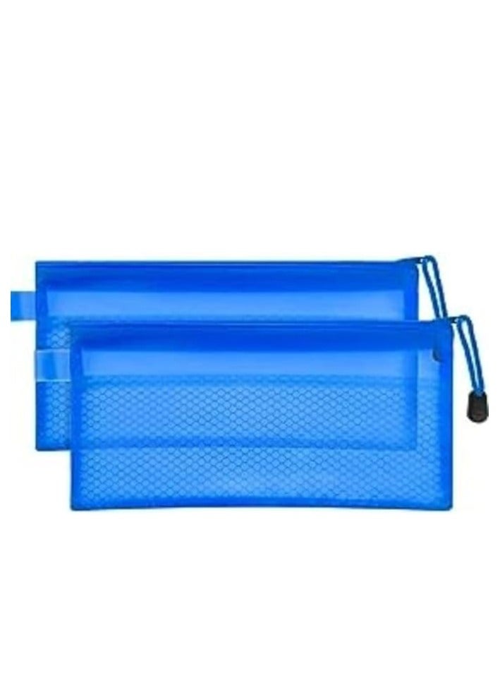 S-1001 Plastic Zipper File Holder – A6 Size, Blue, Single Piece for Storage and Organization - Image 2