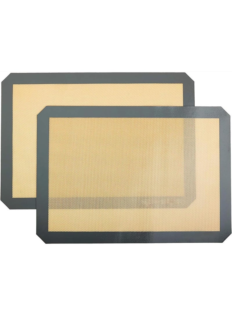 هومستر صفيحة الخبز المصنوعة من السيليكون بدرجة 2-ورق بطانة الفرن غير الملصق القابل لإعادة الاستخدام، صفيحة معجنات مقاومة للحرارة للكعك والخبز، سهل التنظيف والتخزين، أساسيات الخبز الملائمة للبيئة، رمادي/بيجي (40×30 سم) - Image 1