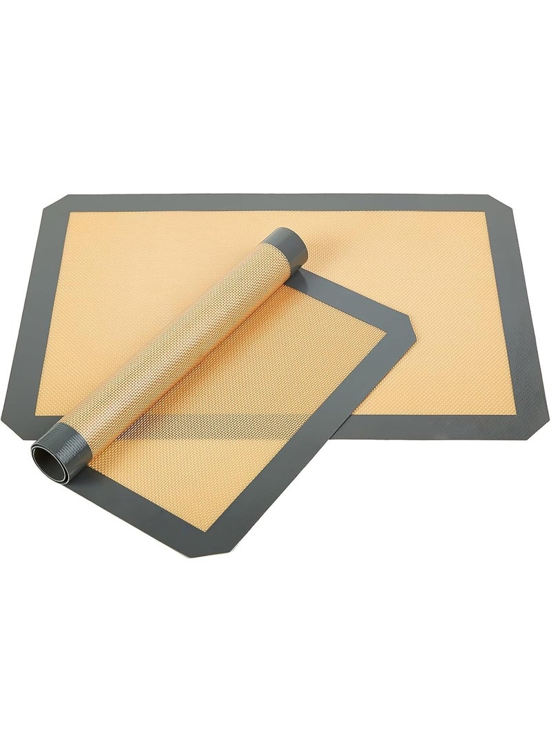 هومستر صفيحة الخبز المصنوعة من السيليكون بدرجة 2-ورق بطانة الفرن غير الملصق القابل لإعادة الاستخدام، صفيحة معجنات مقاومة للحرارة للكعك والخبز، سهل التنظيف والتخزين، أساسيات الخبز الملائمة للبيئة، رمادي/بيجي (40×30 سم) - Image 2