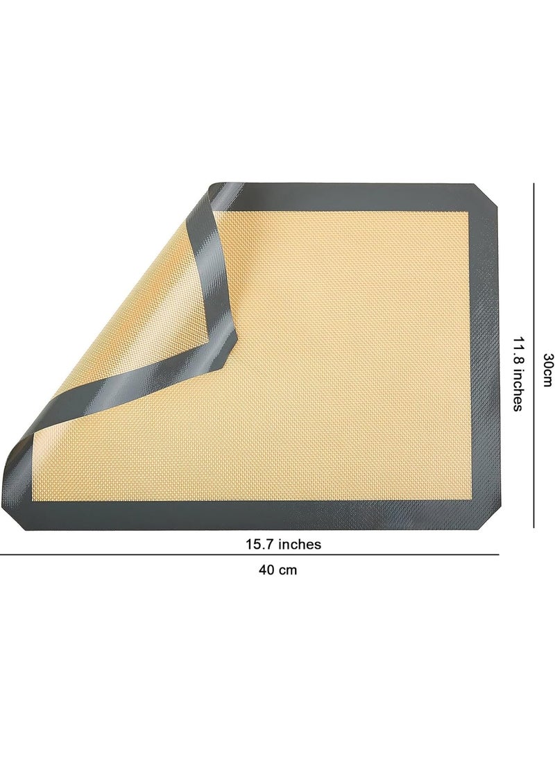 هومستر صفيحة الخبز المصنوعة من السيليكون بدرجة 2-ورق بطانة الفرن غير الملصق القابل لإعادة الاستخدام، صفيحة معجنات مقاومة للحرارة للكعك والخبز، سهل التنظيف والتخزين، أساسيات الخبز الملائمة للبيئة، رمادي/بيجي (40×30 سم) - Image 3