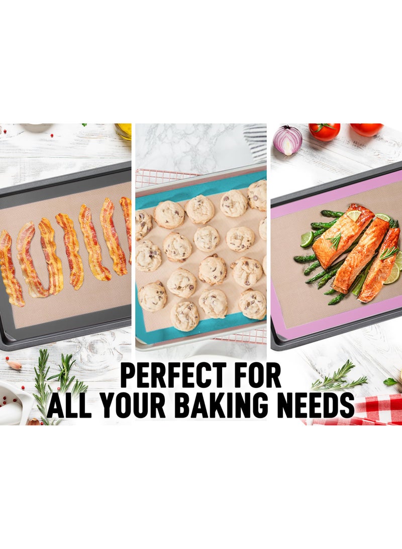 هومستر صفيحة الخبز المصنوعة من السيليكون بدرجة 2-ورق بطانة الفرن غير الملصق القابل لإعادة الاستخدام، صفيحة معجنات مقاومة للحرارة للكعك والخبز، سهل التنظيف والتخزين، أساسيات الخبز الملائمة للبيئة، رمادي/بيجي (40×30 سم) - Image 5