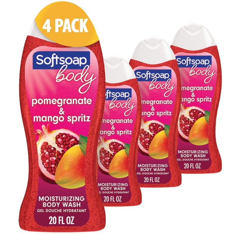 Softsoap Body Wash, Pomegranate & Mango Spritz Body Wash, 20 Fl Oz (Pack of 4) - Image 1