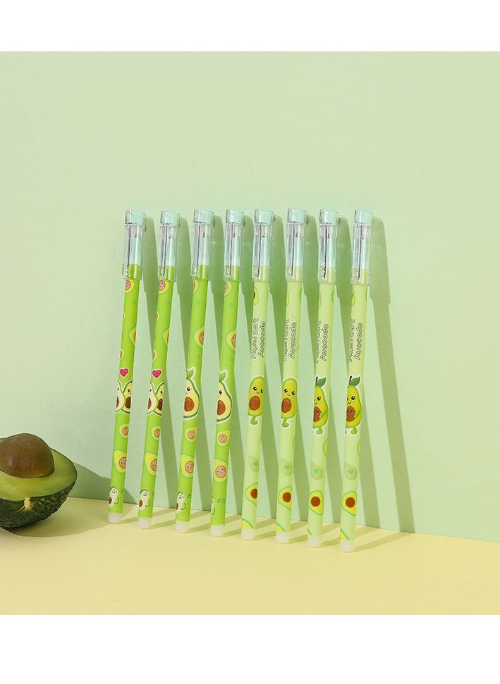 Generic - 12 Pack Creative Cartoon Fruit Avocado Straight Gel Pen Student Erasable Signature Pen Gift Pen Office Stationery - Image 1