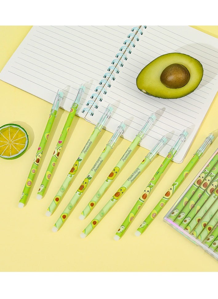 Generic - 12 Pack Creative Cartoon Fruit Avocado Straight Gel Pen Student Erasable Signature Pen Gift Pen Office Stationery - Image 1