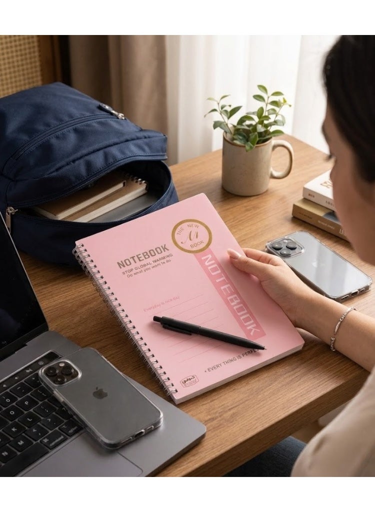 TOOLY Premium A4 Spiral Notebook (Pastel Pink) – Gold Foil Badge Design with Motivational Typography,100 Sheets. - Image 3