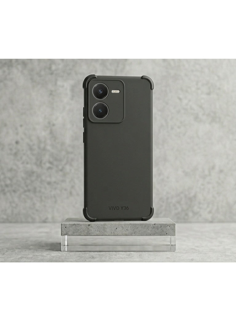 Matte Black Protective Case Cover for Vivo Y36, Slim Shockproof Flexible Silicone - Image 1