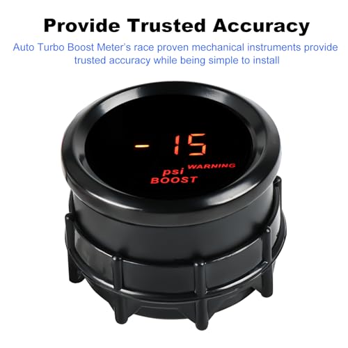 Waterwich عداد قياس ضغط التيربو WATERWICH 2 بوصة 52 مم 30 PSI DC12V مع مستشعر ضغط للسيارة والشاحنة والمركبات البحرية - Image 4