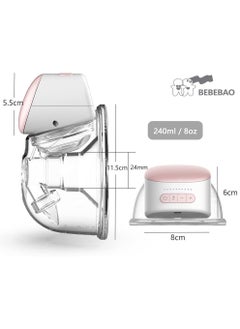 BEBEBAO 2Pcs Wearable Breast Pump Hands Free Electric Single Portable Wearable Breast Cup 8Oz/  2 Sets  240Ml Bpa-Free 3 Modes 10 Suction Levels Comfort Breastfeeding Milk Collector  - Image 2