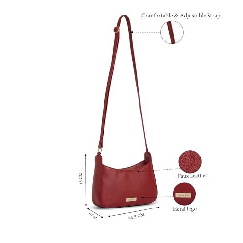 Caprese Carol Small Sling Bag for Women with Adjustable Strap & Zip Closure for Comfortable Wear | Versatile Handbag for Everyday Use, Travel, and Special Occasions (Cherry Red) - Image 3