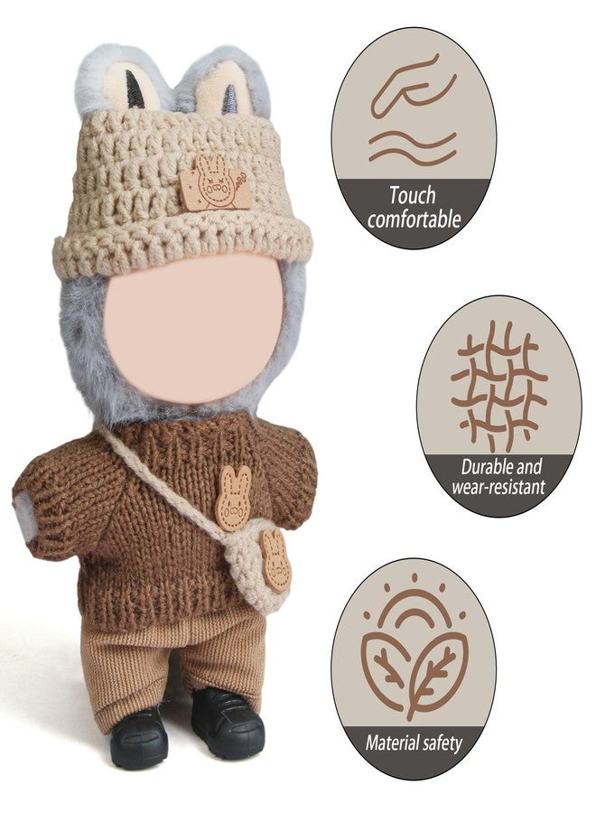 Voccim 17cm Doll Clothes - 11 Piece Handcrafted Crochet Sweaters Outfit with Accessories Hand Crocheted Hat, Bag, Boys and Girls Stylish Adorable Dolls Clothing Accessories for 17 cm Doll - Image 3