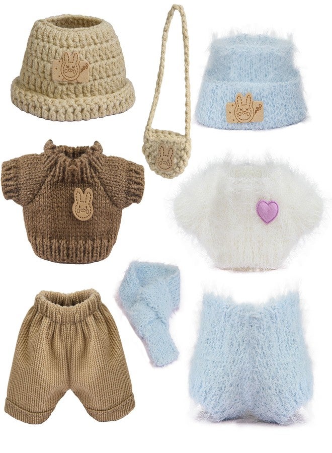 Voccim 17cm Doll Clothes - 11 Piece Handcrafted Crochet Sweaters Outfit with Accessories Hand Crocheted Hat, Bag, Boys and Girls Stylish Adorable Dolls Clothing Accessories for 17 cm Doll - Image 1