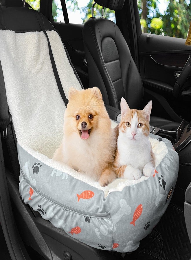 GeerDuo Dog Car Seat for Small Medium Dogs Under 30 lbs, Fully Detachable and Washable Cat Booster Car Seats for Front & Black Seat with Safety Leash Belt (Bone) - Image 1