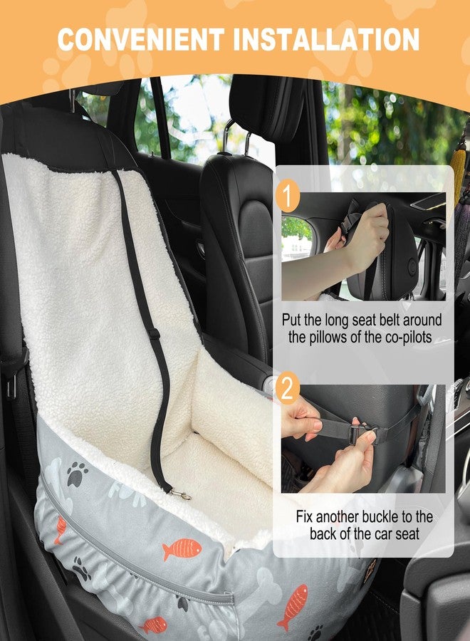 GeerDuo Dog Car Seat for Small Medium Dogs Under 30 lbs, Fully Detachable and Washable Cat Booster Car Seats for Front & Black Seat with Safety Leash Belt (Bone) - Image 5