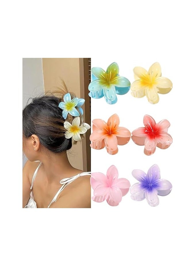 STAR BEJA Flower Claw Clip for Women,7pcs Small Cute Hawaiian Non Slip Plumeria Hair Jaw Clip 8cm - Image 1
