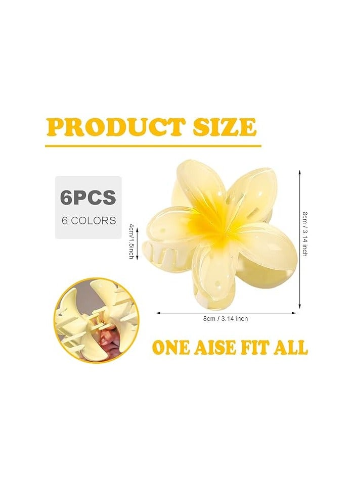 STAR BEJA Flower Claw Clip for Women,7pcs Small Cute Hawaiian Non Slip Plumeria Hair Jaw Clip 8cm - Image 2