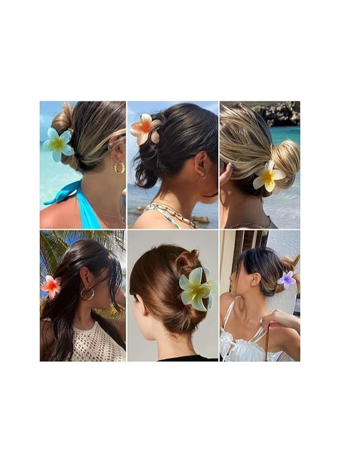STAR BEJA Flower Claw Clip for Women,7pcs Small Cute Hawaiian Non Slip Plumeria Hair Jaw Clip 8cm - Image 4