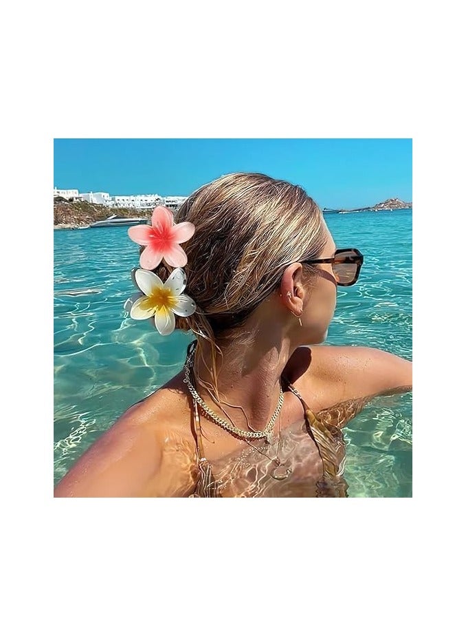 STAR BEJA Flower Claw Clip for Women,7pcs Small Cute Hawaiian Non Slip Plumeria Hair Jaw Clip 8cm - Image 3