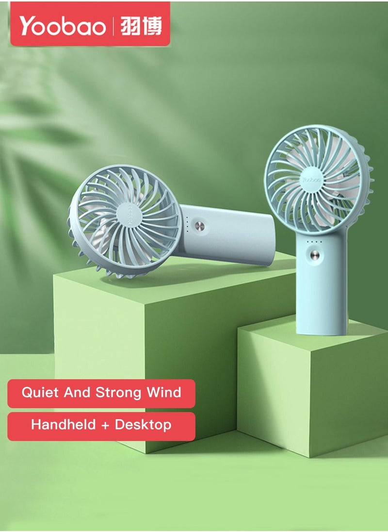 Yoobao - Yoobao Small Electrical Fan Usb Rechargeable Handheld,6000mah Big Capacity 3 Level Wind Mini Desktop Fan,Blue - Image 1