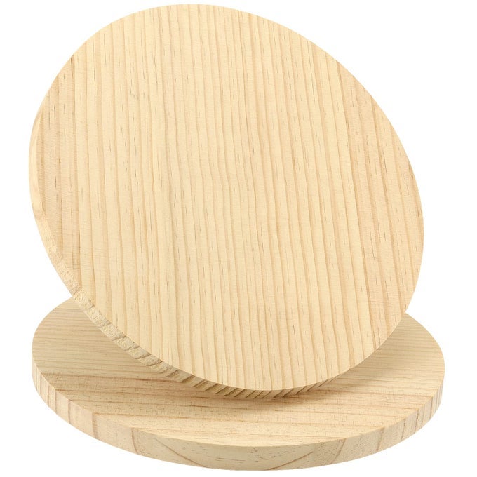 2 PACK 12 INCHES ROUND WOOD PLAQUE 34 INCH THICK BLANK WOODEN HANGING SIGN UNFINISHED WOOD BOARDS WITH HANGING HOLE FOR DIY CRAFTS