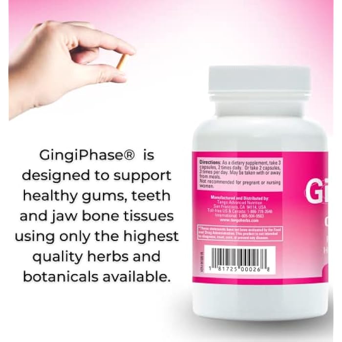 Tango GingiPhase Natural Herbal Dental Support Supplement for Healthy Gums, Teeth, and Jaw Circulation (120 Capsules) - Image 2